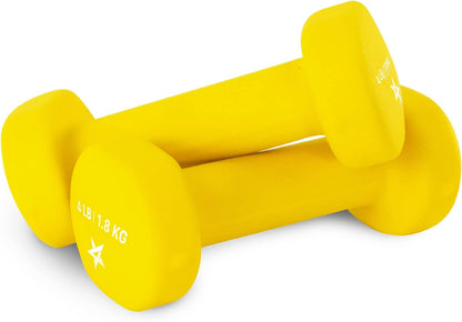 Neoprene Coated Dumbbell Hand Weight Sets of 2 - Multiple Weight Options with 15 Colors, Anti-roll, Anti-Slip, Hexagon Shape