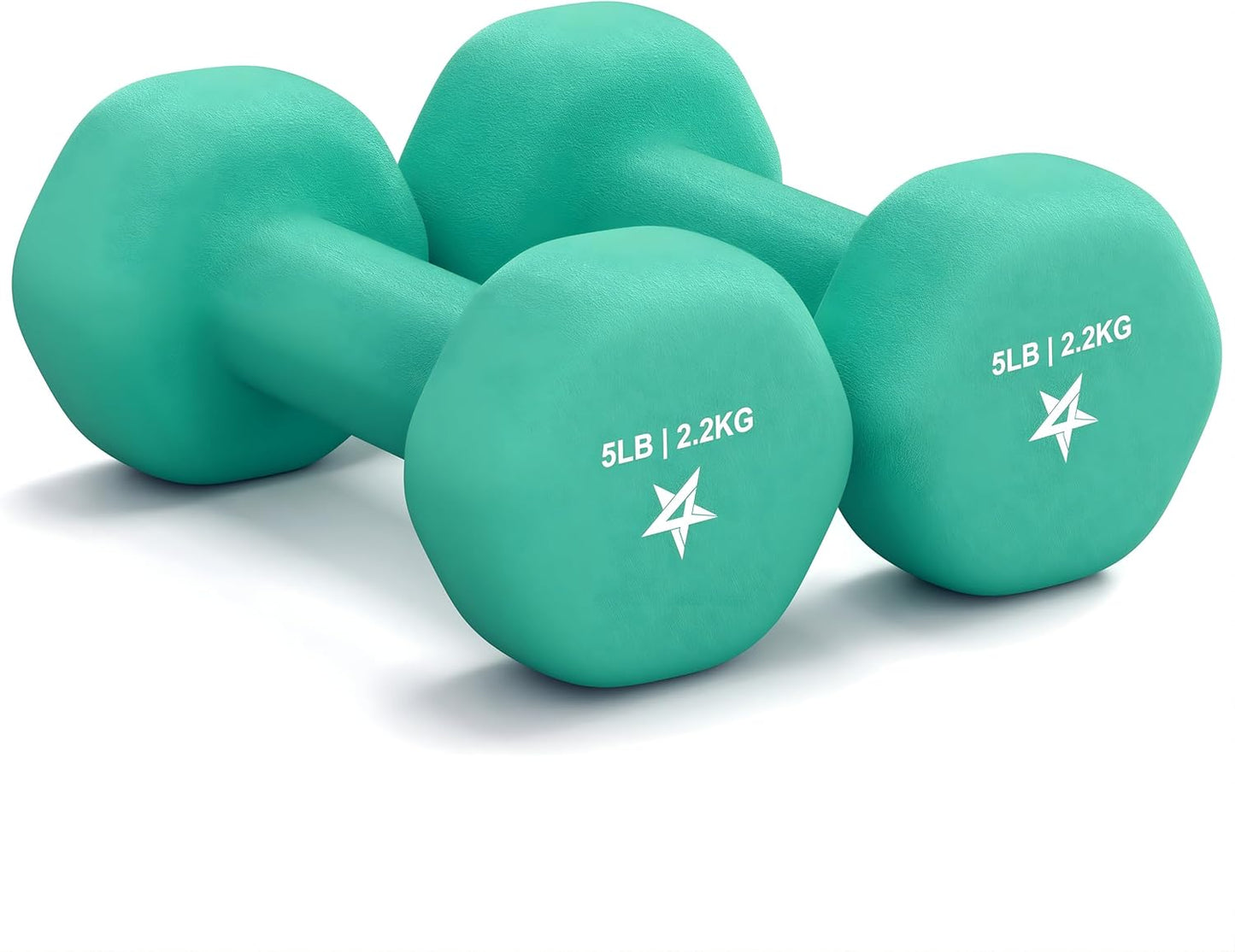 Neoprene Coated Dumbbell Hand Weight Sets of 2 - Multiple Weight Options with 15 Colors, Anti-roll, Anti-Slip, Hexagon Shape