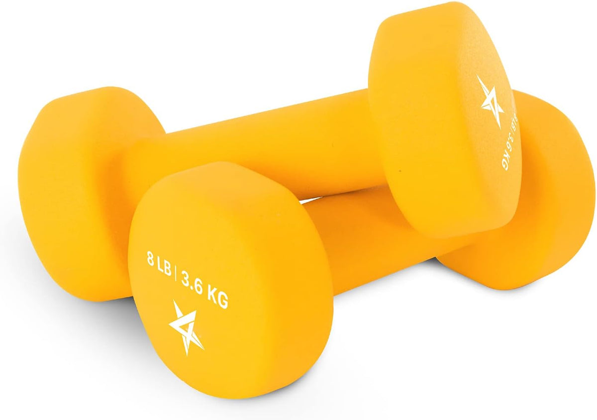 Neoprene Coated Dumbbell Hand Weight Sets of 2 - Multiple Weight Options with 15 Colors, Anti-roll, Anti-Slip, Hexagon Shape