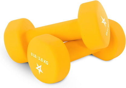 Neoprene Coated Dumbbell Hand Weight Sets of 2 - Multiple Weight Options with 15 Colors, Anti-roll, Anti-Slip, Hexagon Shape