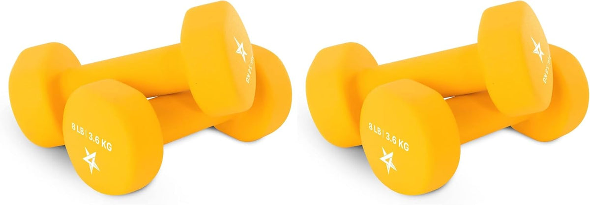 Neoprene Coated Dumbbell Hand Weight Sets of 2 - Multiple Weight Options with 15 Colors, Anti-roll, Anti-Slip, Hexagon Shape
