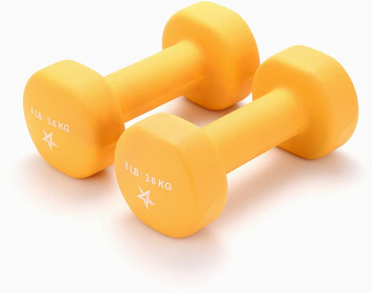 Neoprene Coated Dumbbell Hand Weight Sets of 2 - Multiple Weight Options with 15 Colors, Anti-roll, Anti-Slip, Hexagon Shape