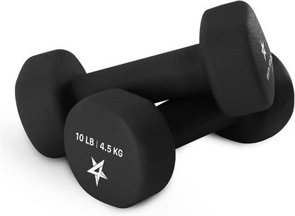 Neoprene Coated Dumbbell Hand Weight Sets of 2 - Multiple Weight Options with 15 Colors, Anti-roll, Anti-Slip, Hexagon Shape
