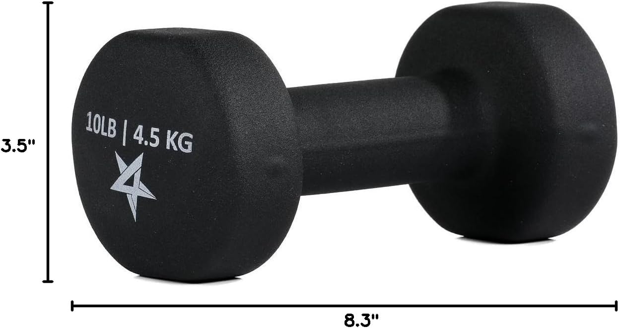 Neoprene Coated Dumbbell Hand Weight Sets of 2 - Multiple Weight Options with 15 Colors, Anti-roll, Anti-Slip, Hexagon Shape