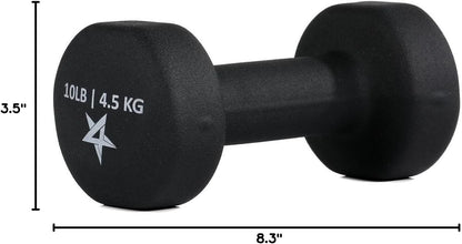 Neoprene Coated Dumbbell Hand Weight Sets of 2 - Multiple Weight Options with 15 Colors, Anti-roll, Anti-Slip, Hexagon Shape