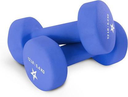 Neoprene Coated Dumbbell Hand Weight Sets of 2 - Multiple Weight Options with 15 Colors, Anti-roll, Anti-Slip, Hexagon Shape