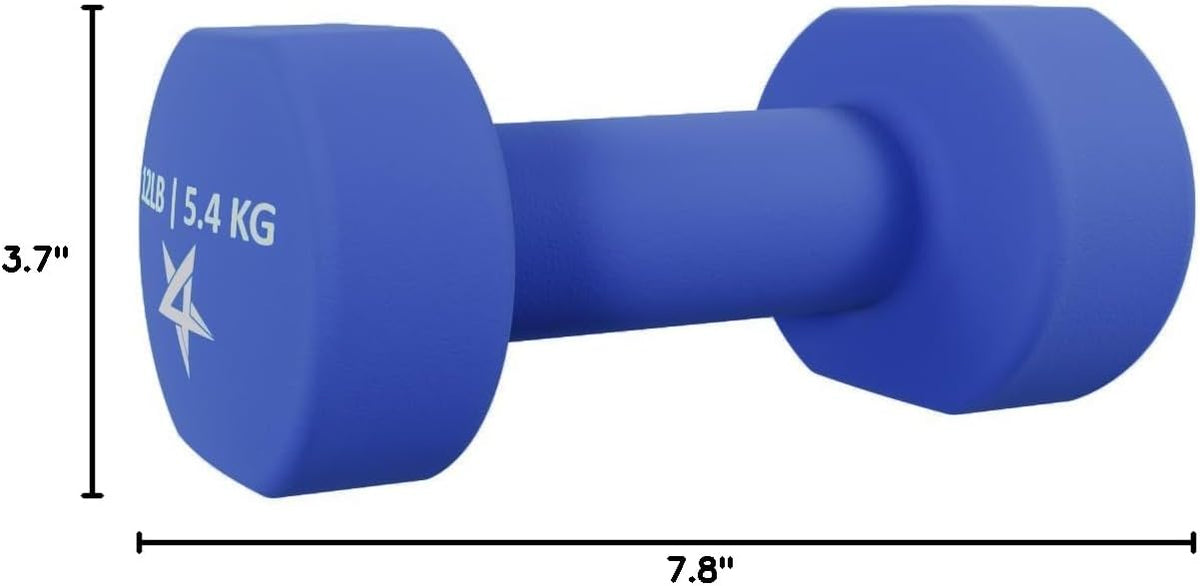 Neoprene Coated Dumbbell Hand Weight Sets of 2 - Multiple Weight Options with 15 Colors, Anti-roll, Anti-Slip, Hexagon Shape
