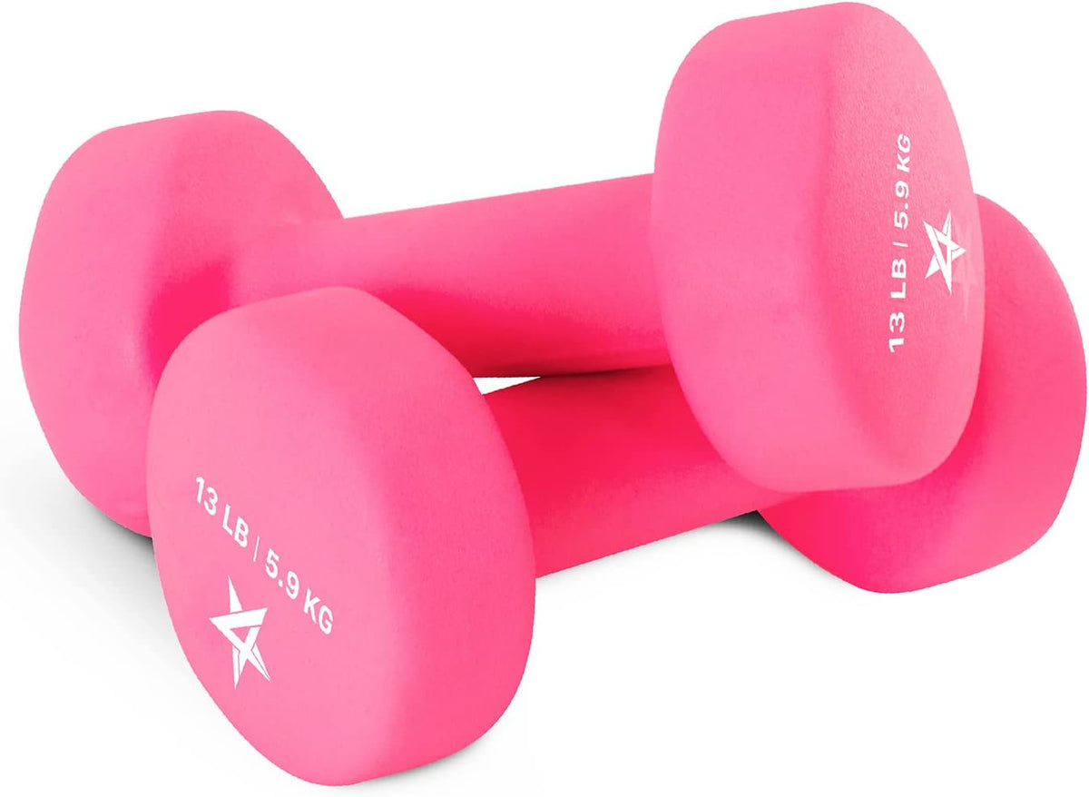 Neoprene Coated Dumbbell Hand Weight Sets of 2 - Multiple Weight Options with 15 Colors, Anti-roll, Anti-Slip, Hexagon Shape