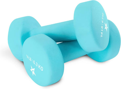 Neoprene Coated Dumbbell Hand Weight Sets of 2 - Multiple Weight Options with 15 Colors, Anti-roll, Anti-Slip, Hexagon Shape