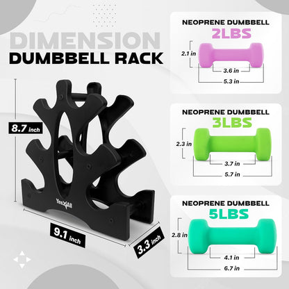 Neoprene Coated Dumbbell Hand Weight Sets of 2 - Multiple Weight Options with 15 Colors, Anti-roll, Anti-Slip, Hexagon Shape