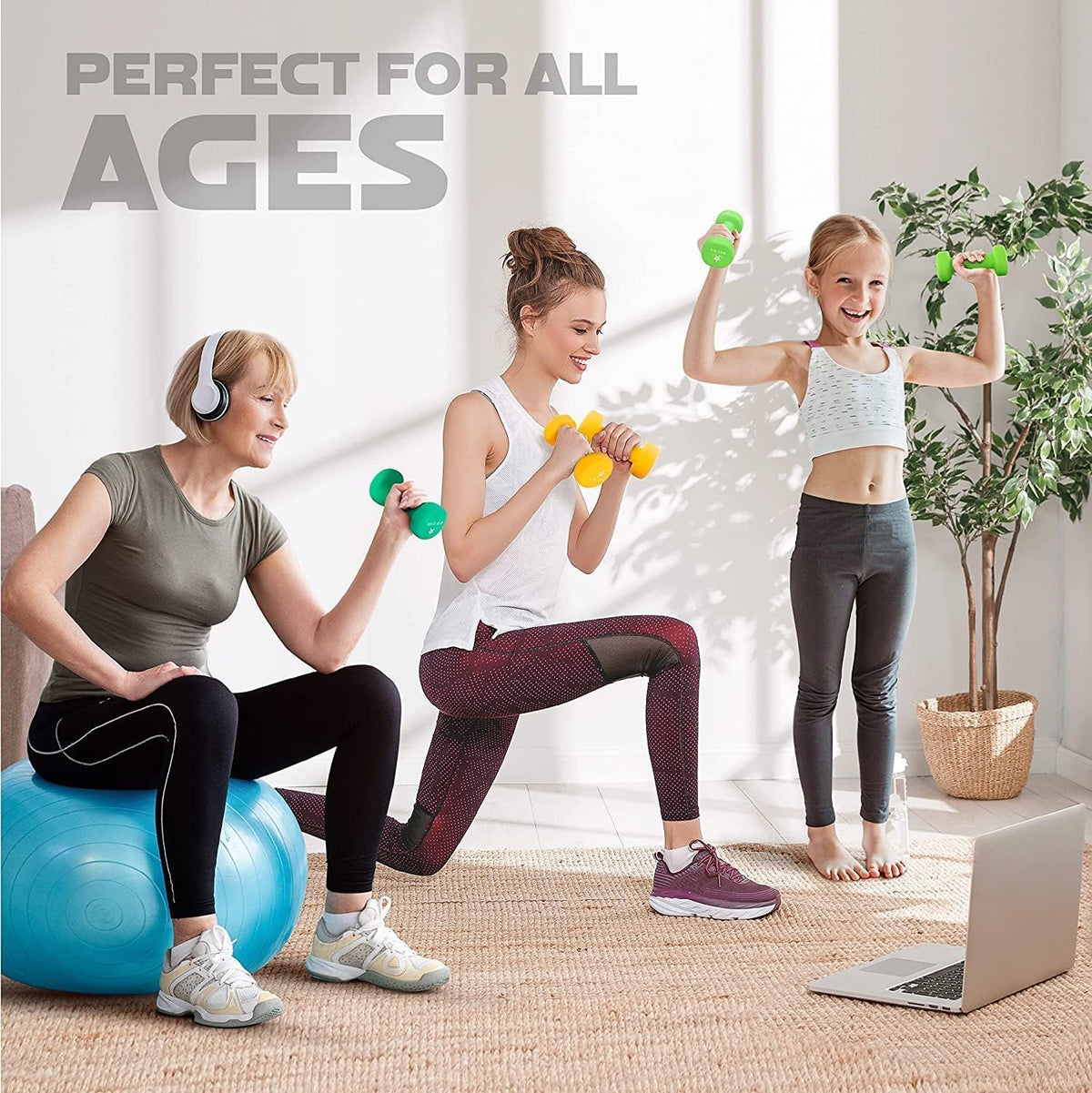 Neoprene Coated Dumbbell Hand Weight Sets of 2 - Multiple Weight Options with 15 Colors, Anti-roll, Anti-Slip, Hexagon Shape
