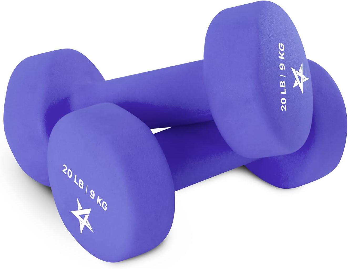Neoprene Coated Dumbbell Hand Weight Sets of 2 - Multiple Weight Options with 15 Colors, Anti-roll, Anti-Slip, Hexagon Shape