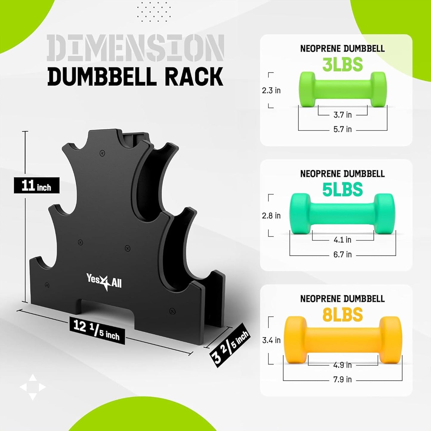 Neoprene Coated Dumbbell Hand Weight Sets of 2 - Multiple Weight Options with 15 Colors, Anti-roll, Anti-Slip, Hexagon Shape
