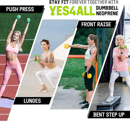 Neoprene Coated Dumbbell Hand Weight Sets of 2 - Multiple Weight Options with 15 Colors, Anti-roll, Anti-Slip, Hexagon Shape
