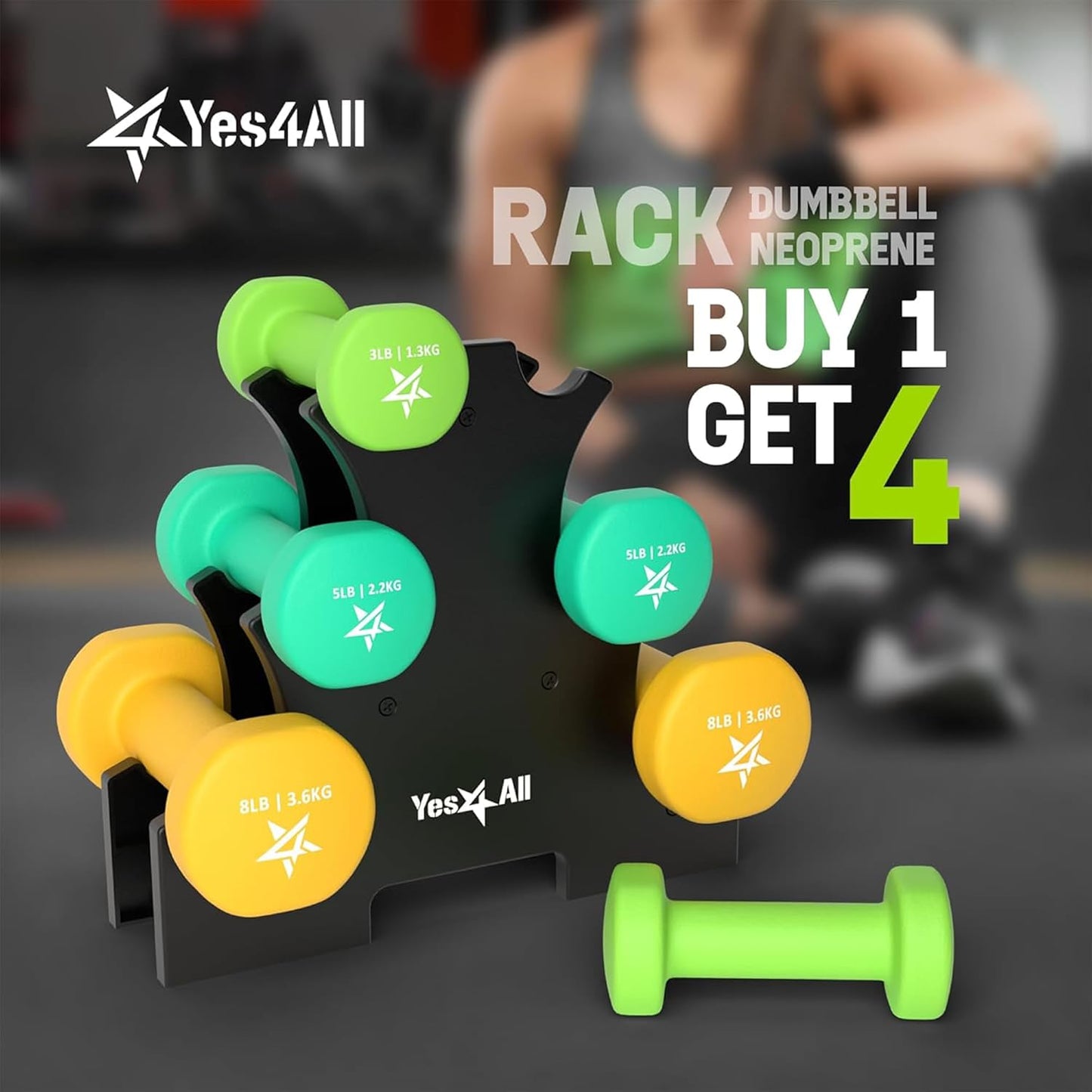 Neoprene Coated Dumbbell Hand Weight Sets of 2 - Multiple Weight Options with 15 Colors, Anti-roll, Anti-Slip, Hexagon Shape