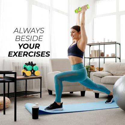 Neoprene Coated Dumbbell Hand Weight Sets of 2 - Multiple Weight Options with 15 Colors, Anti-roll, Anti-Slip, Hexagon Shape