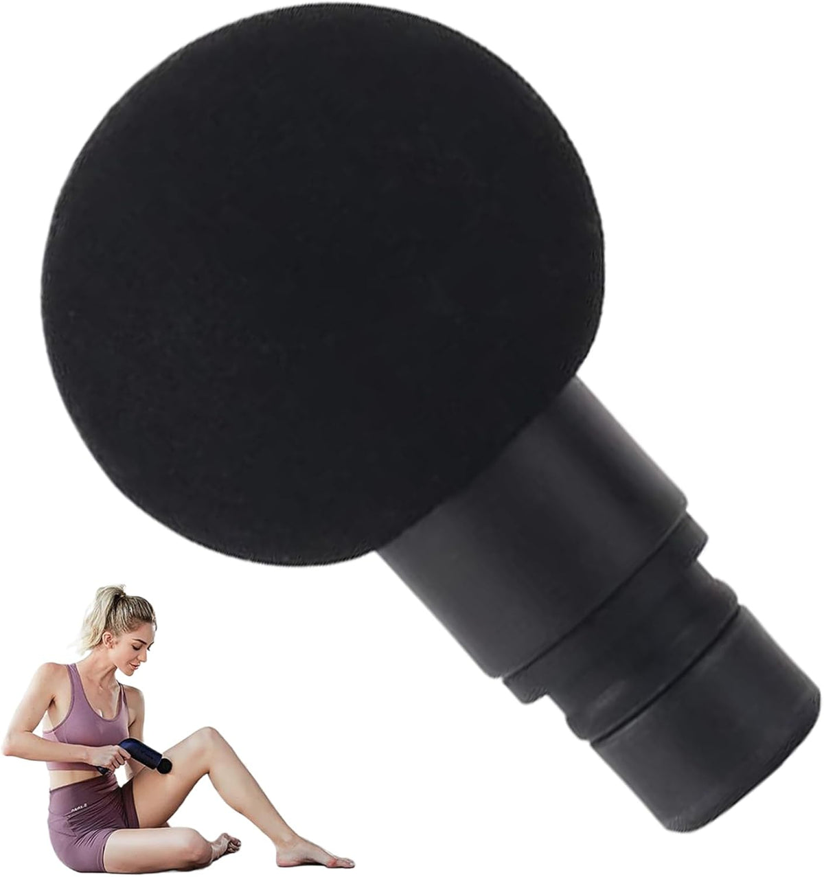 Massage Gun Attachments Round Shaped Massage Gun Heads ABS & PP Black Replacement Heads for Muscle Relaxing, Accessories Attachments