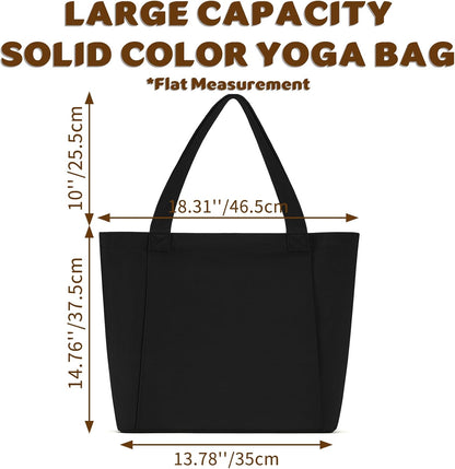 Yoga Mat Carrier, Gym Bag With Yoga Mat Holder, Women Canvas Tote With Shoulder Strap For Pilates, Travel, Office, Sports, Workout And Beach – Inner Zippered Pocket, Fits Standard And Small Mats
