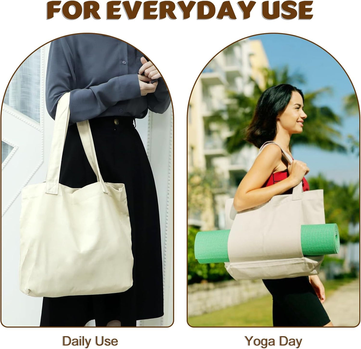 Yoga Mat Carrier, Gym Bag With Yoga Mat Holder, Women Canvas Tote With Shoulder Strap For Pilates, Travel, Office, Sports, Workout And Beach – Inner Zippered Pocket, Fits Standard And Small Mats