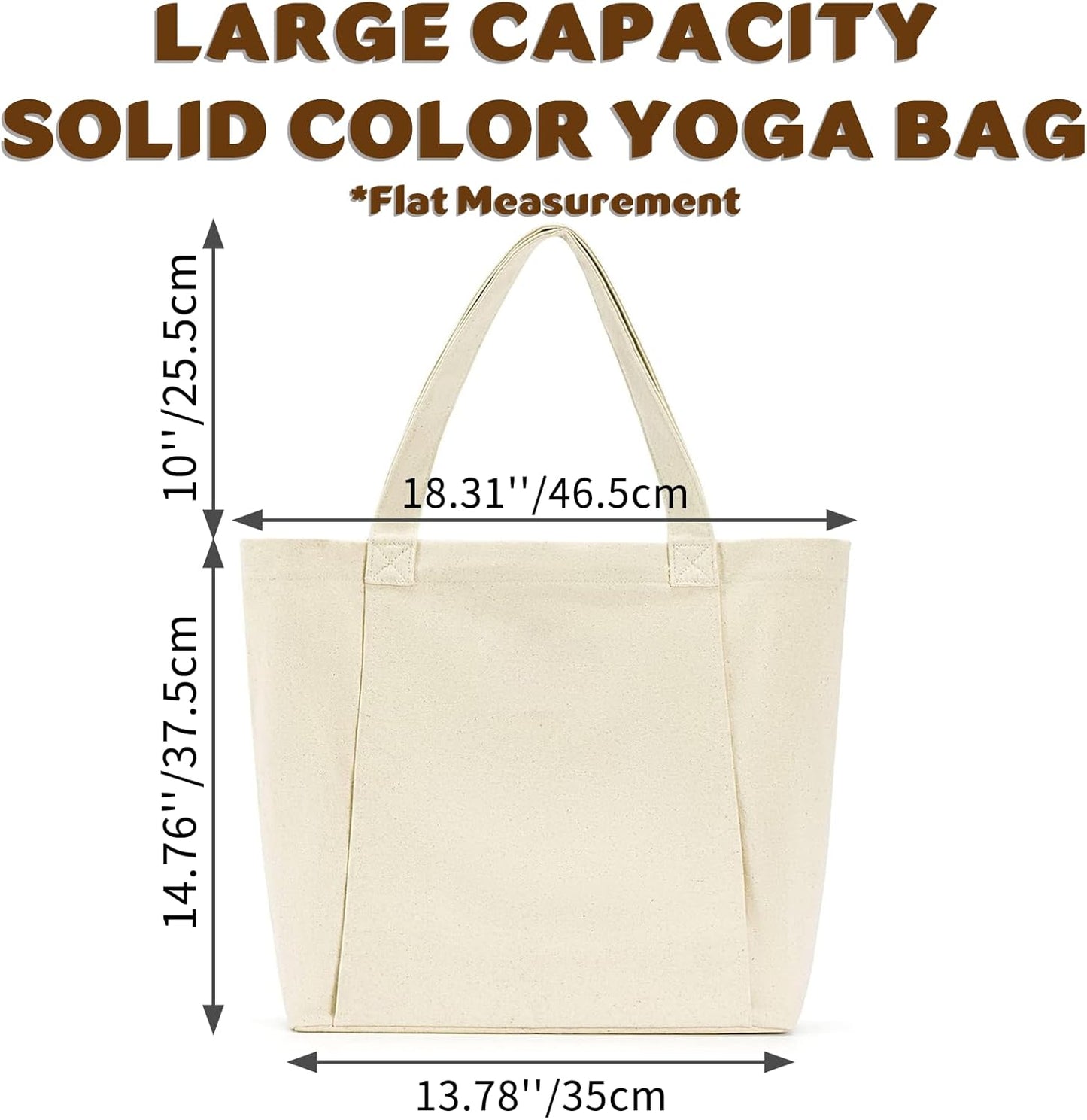 Yoga Mat Carrier, Gym Bag With Yoga Mat Holder, Women Canvas Tote With Shoulder Strap For Pilates, Travel, Office, Sports, Workout And Beach – Inner Zippered Pocket, Fits Standard And Small Mats