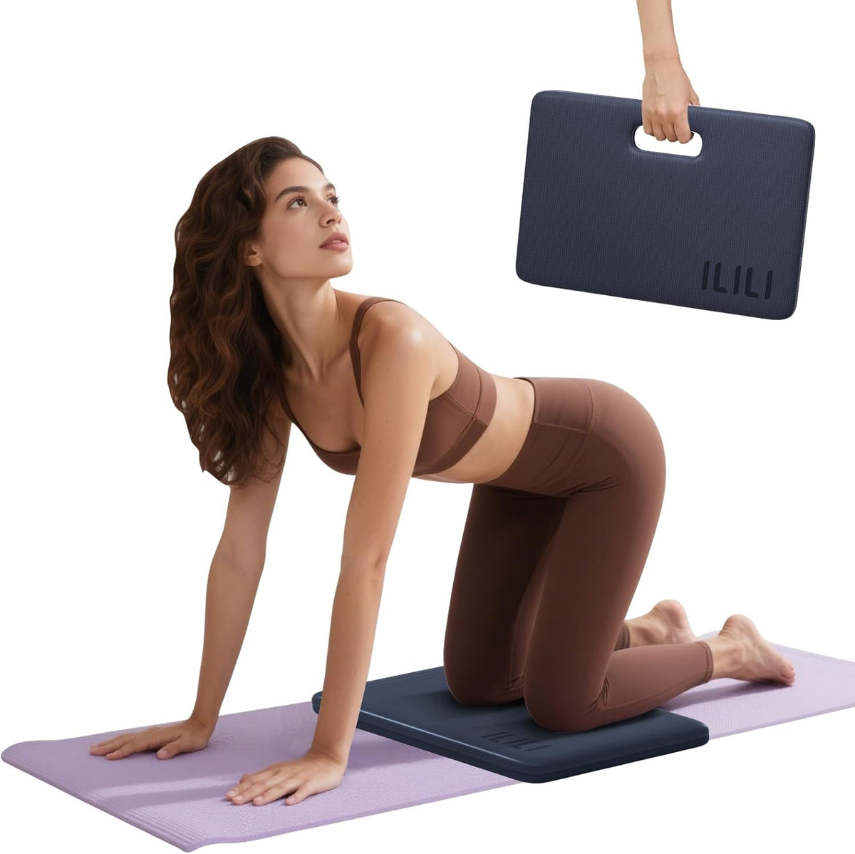 Yoga Knee Pad Foldable, TPE Soft Pad 24*17*0.5inch (Folding Size 17*12*1inch) for Knee Push-ups, Plank Support＆Elbow/Knee Support, Portable and Lightweight for Yoga Pilates, Fitness Exercise, Outdoor