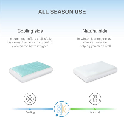 Cooling Gel Memory Foam Pillow, Reversible Design, Neck Support