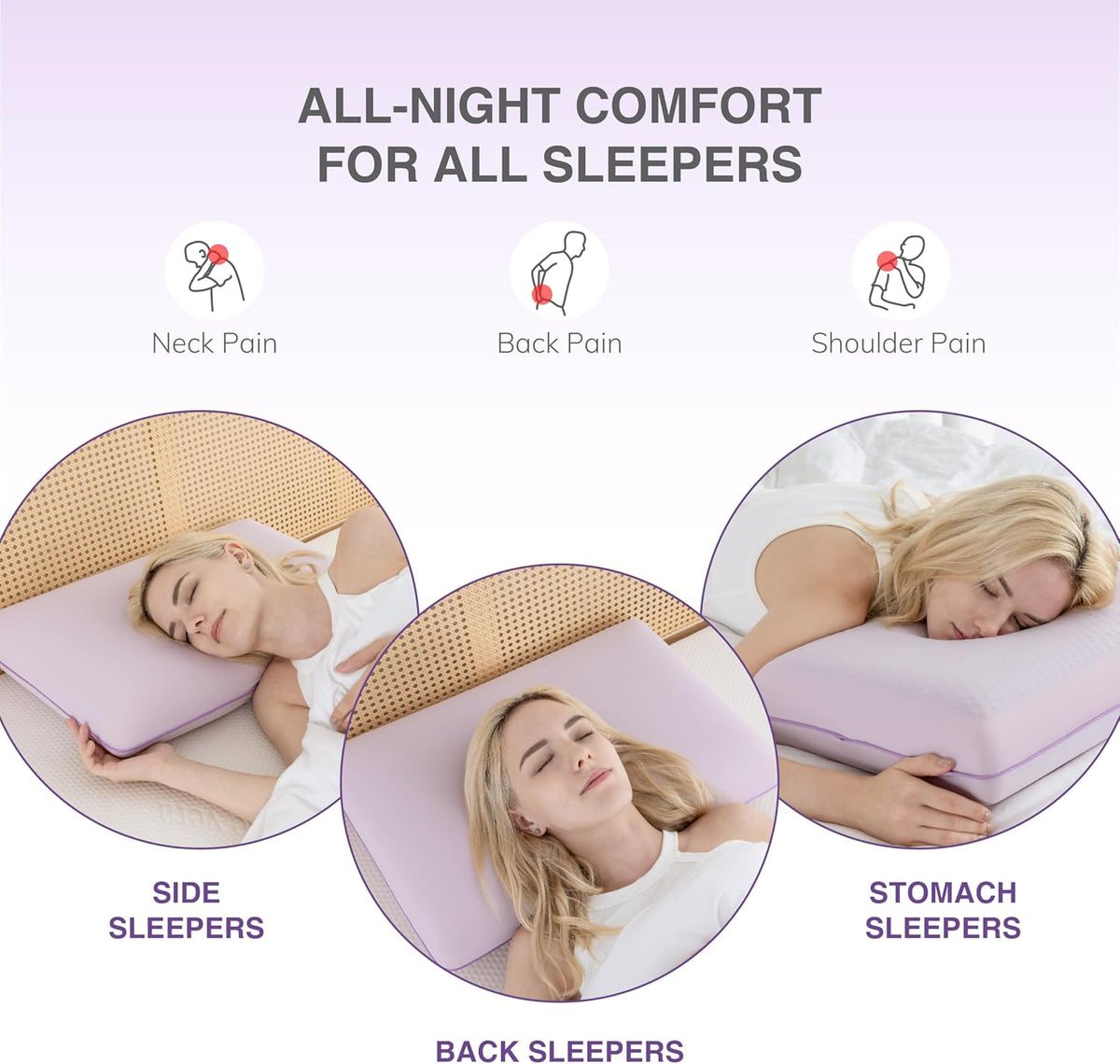 Cooling Gel Memory Foam Pillow, Reversible Design, Neck Support