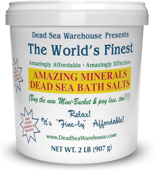 Amazing Minerals Dead Sea Bath Salts,100% Full Mineral Therapeutic Bath Salts, Detoxifying & Moisturizing, Exfoliating for Dry Skin, Unscented(5 lbs)