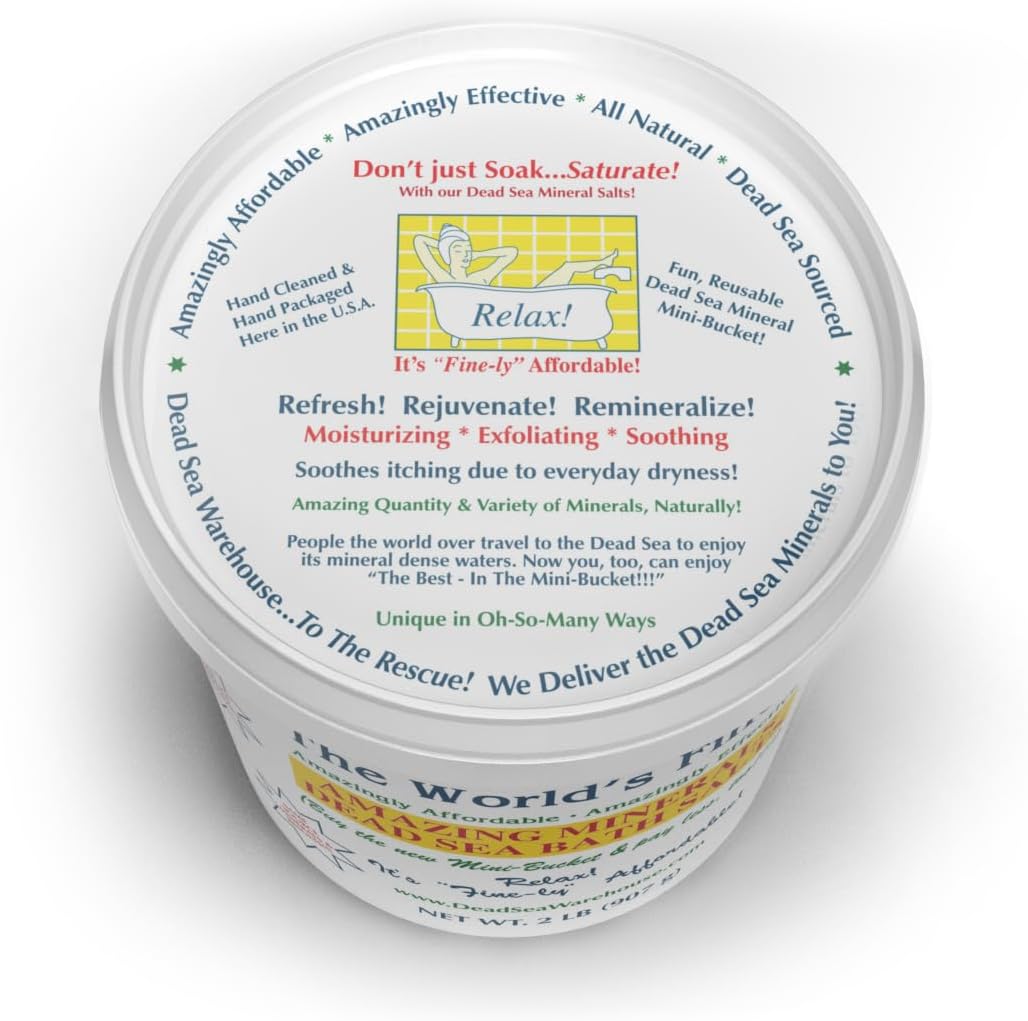 Amazing Minerals Dead Sea Bath Salts,100% Full Mineral Therapeutic Bath Salts, Detoxifying & Moisturizing, Exfoliating for Dry Skin, Unscented(5 lbs)