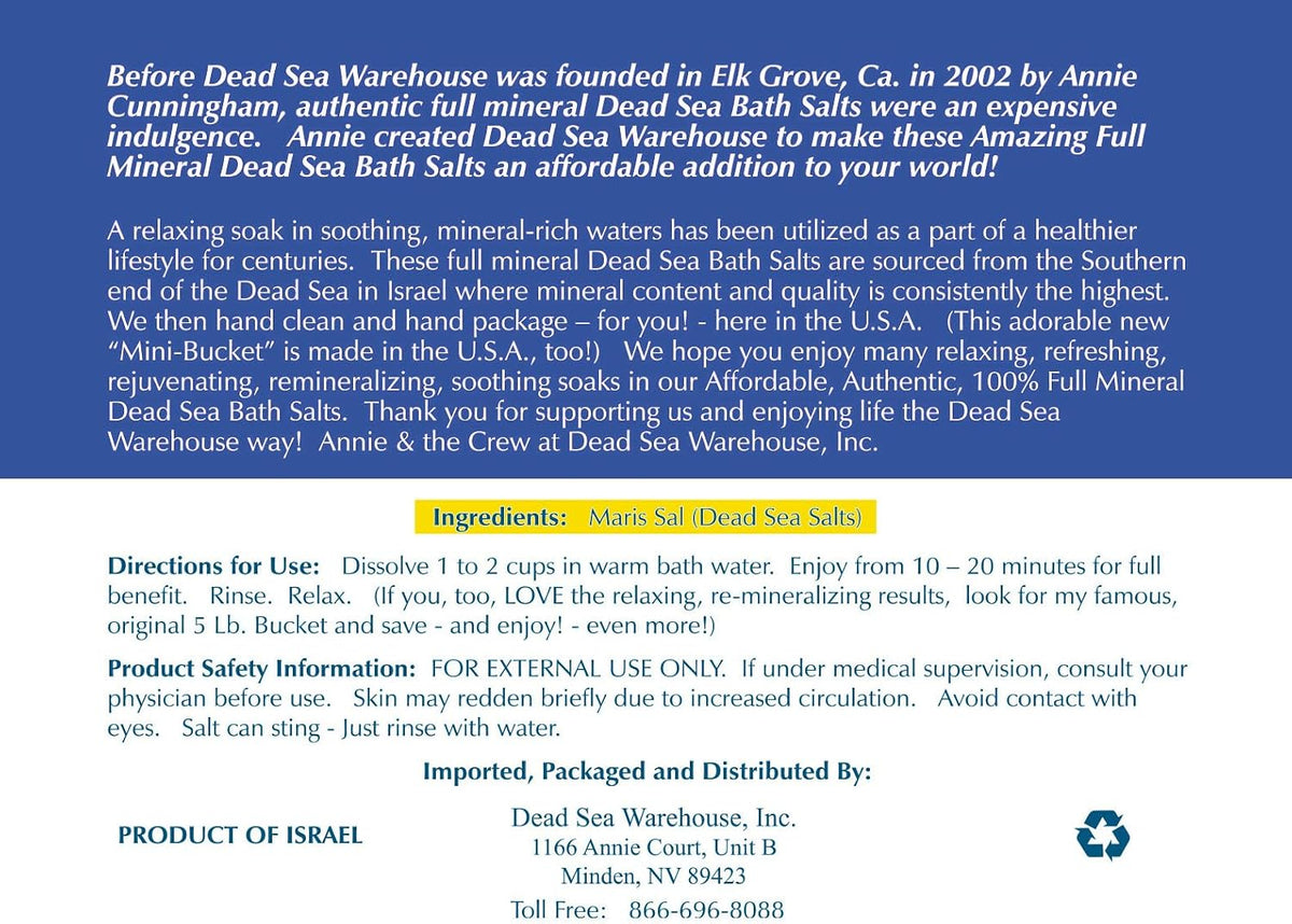 Amazing Minerals Dead Sea Bath Salts,100% Full Mineral Therapeutic Bath Salts, Detoxifying & Moisturizing, Exfoliating for Dry Skin, Unscented(5 lbs)