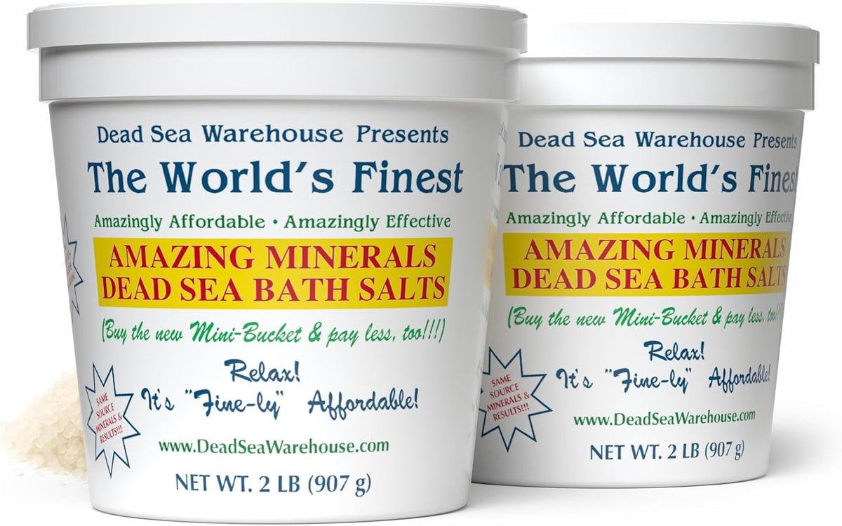 Amazing Minerals Dead Sea Bath Salts,100% Full Mineral Therapeutic Bath Salts, Detoxifying & Moisturizing, Exfoliating for Dry Skin, Unscented(5 lbs)