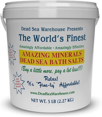 Amazing Minerals Dead Sea Bath Salts,100% Full Mineral Therapeutic Bath Salts, Detoxifying & Moisturizing, Exfoliating for Dry Skin, Unscented(5 lbs)