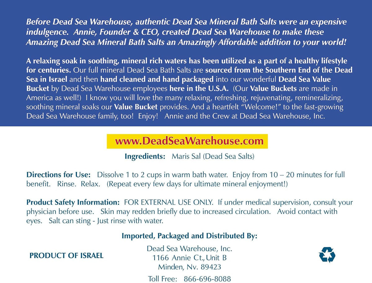 Amazing Minerals Dead Sea Bath Salts,100% Full Mineral Therapeutic Bath Salts, Detoxifying & Moisturizing, Exfoliating for Dry Skin, Unscented(5 lbs)