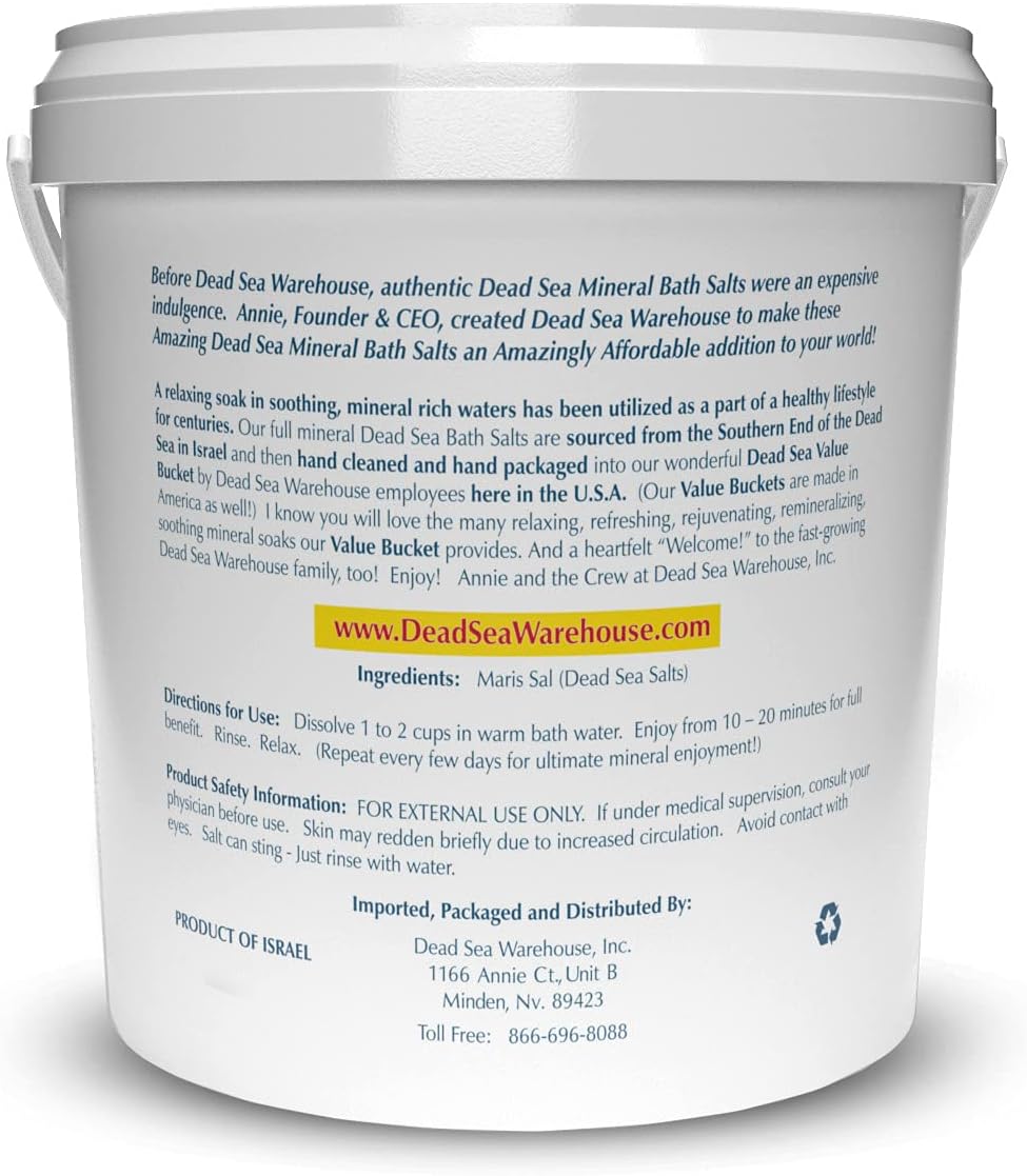 Amazing Minerals Dead Sea Bath Salts,100% Full Mineral Therapeutic Bath Salts, Detoxifying & Moisturizing, Exfoliating for Dry Skin, Unscented(5 lbs)