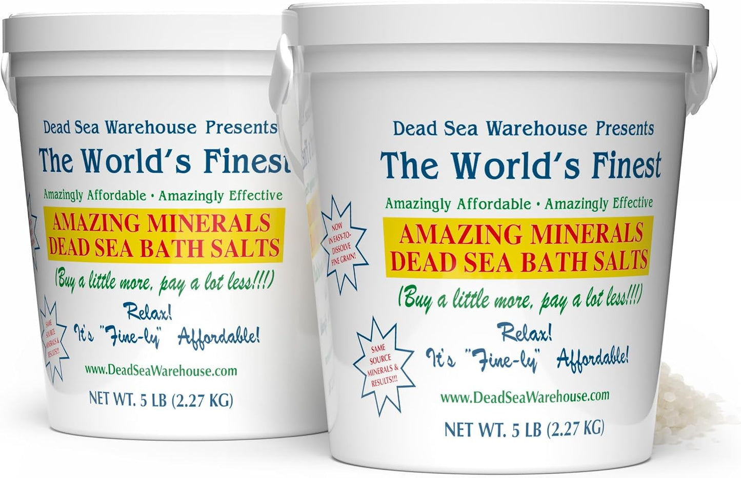Amazing Minerals Dead Sea Bath Salts,100% Full Mineral Therapeutic Bath Salts, Detoxifying & Moisturizing, Exfoliating for Dry Skin, Unscented(5 lbs)