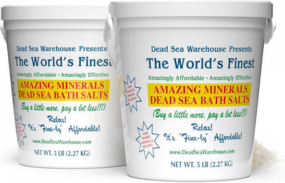 Amazing Minerals Dead Sea Bath Salts,100% Full Mineral Therapeutic Bath Salts, Detoxifying & Moisturizing, Exfoliating for Dry Skin, Unscented(5 lbs)