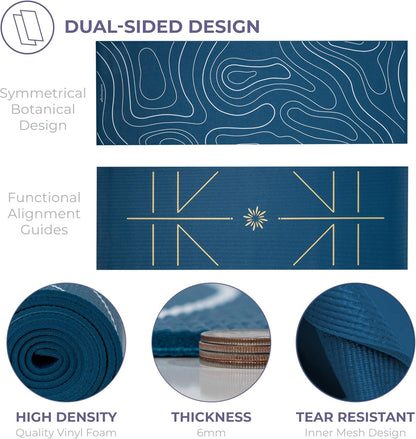 Ascend 6mm Thick Yoga Mat, 72x24in | Premium Non Slip Exercise Mat for Pilates, Workout, Stretching, Fitness, Training - Gym Mat for Home and Studio