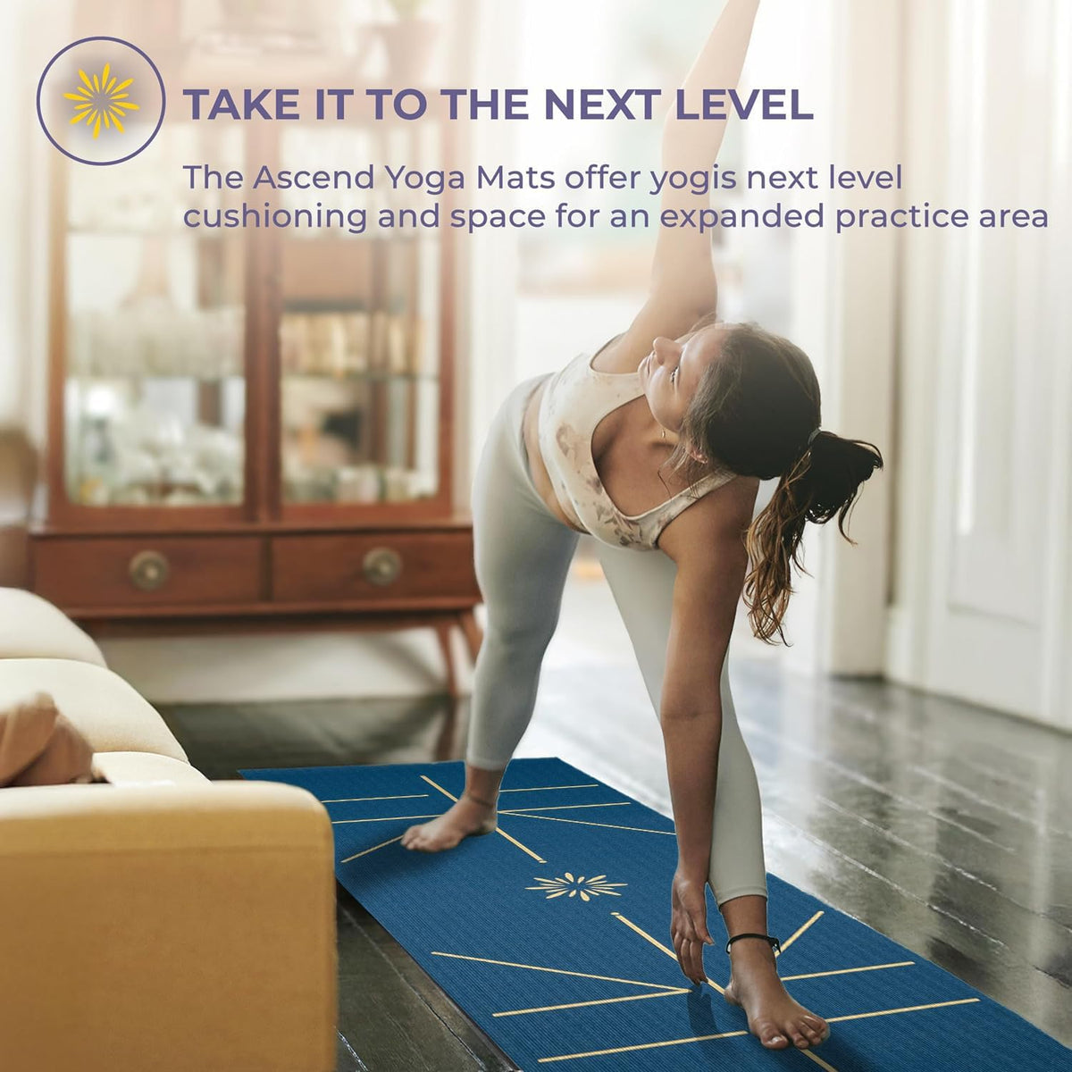 Ascend 6mm Thick Yoga Mat, 72x24in | Premium Non Slip Exercise Mat for Pilates, Workout, Stretching, Fitness, Training - Gym Mat for Home and Studio