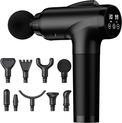 Deep Tissue 30 Speeds 9 Attachments Handheld (Black)