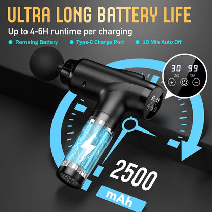 Deep Tissue 30 Speeds 9 Attachments Handheld (Black)
