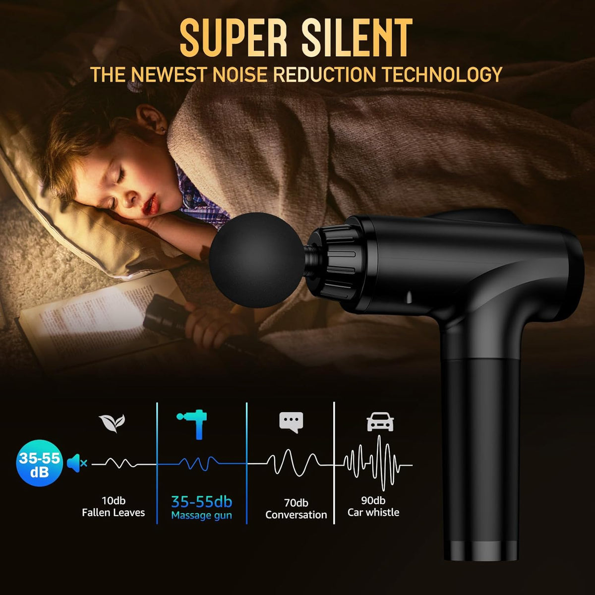 Deep Tissue 30 Speeds 9 Attachments Handheld (Black)