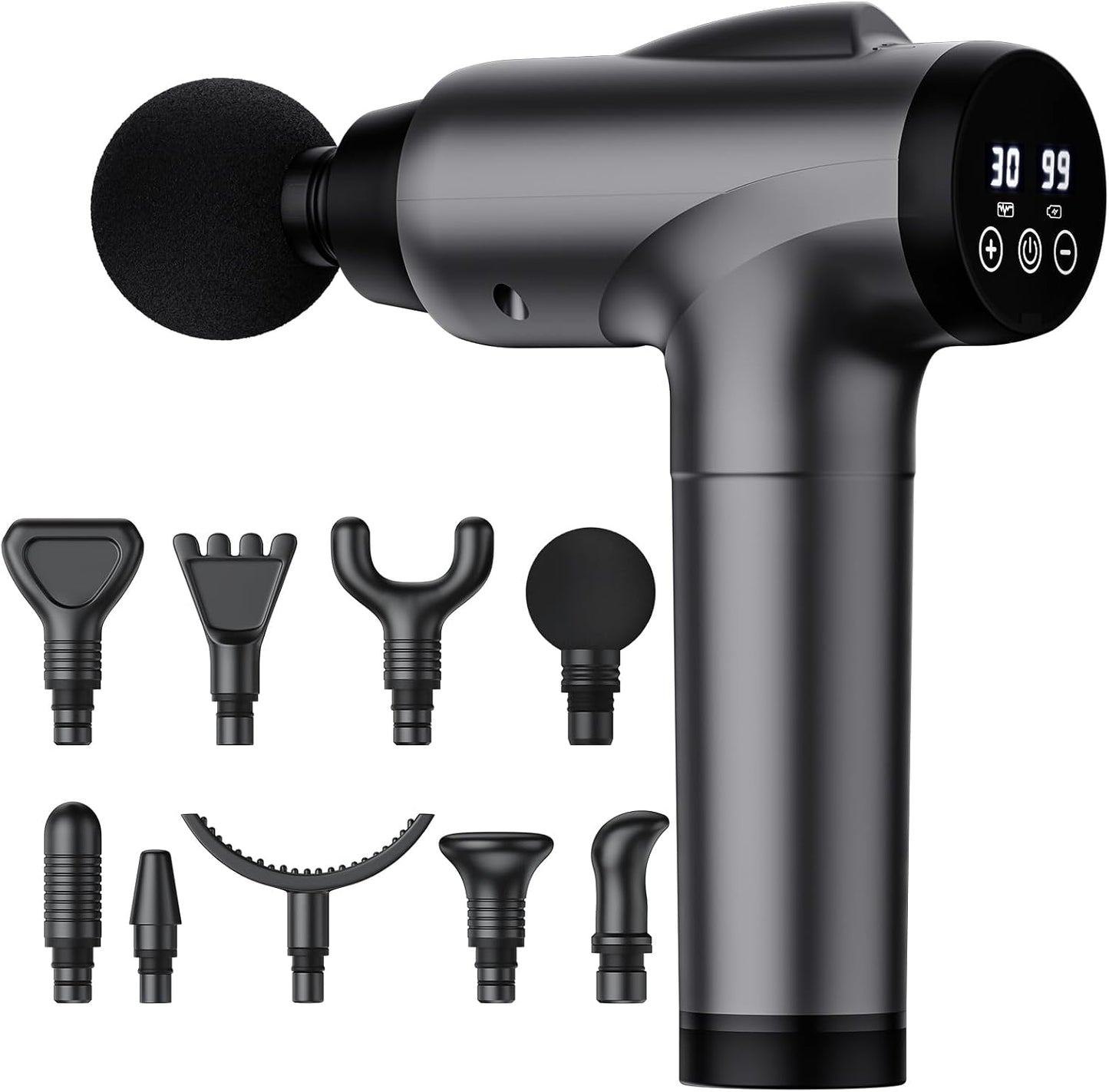 Deep Tissue 30 Speeds 9 Attachments Handheld (Black)
