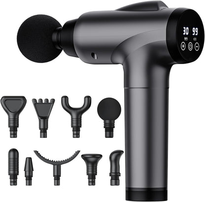 Deep Tissue 30 Speeds 9 Attachments Handheld (Black)