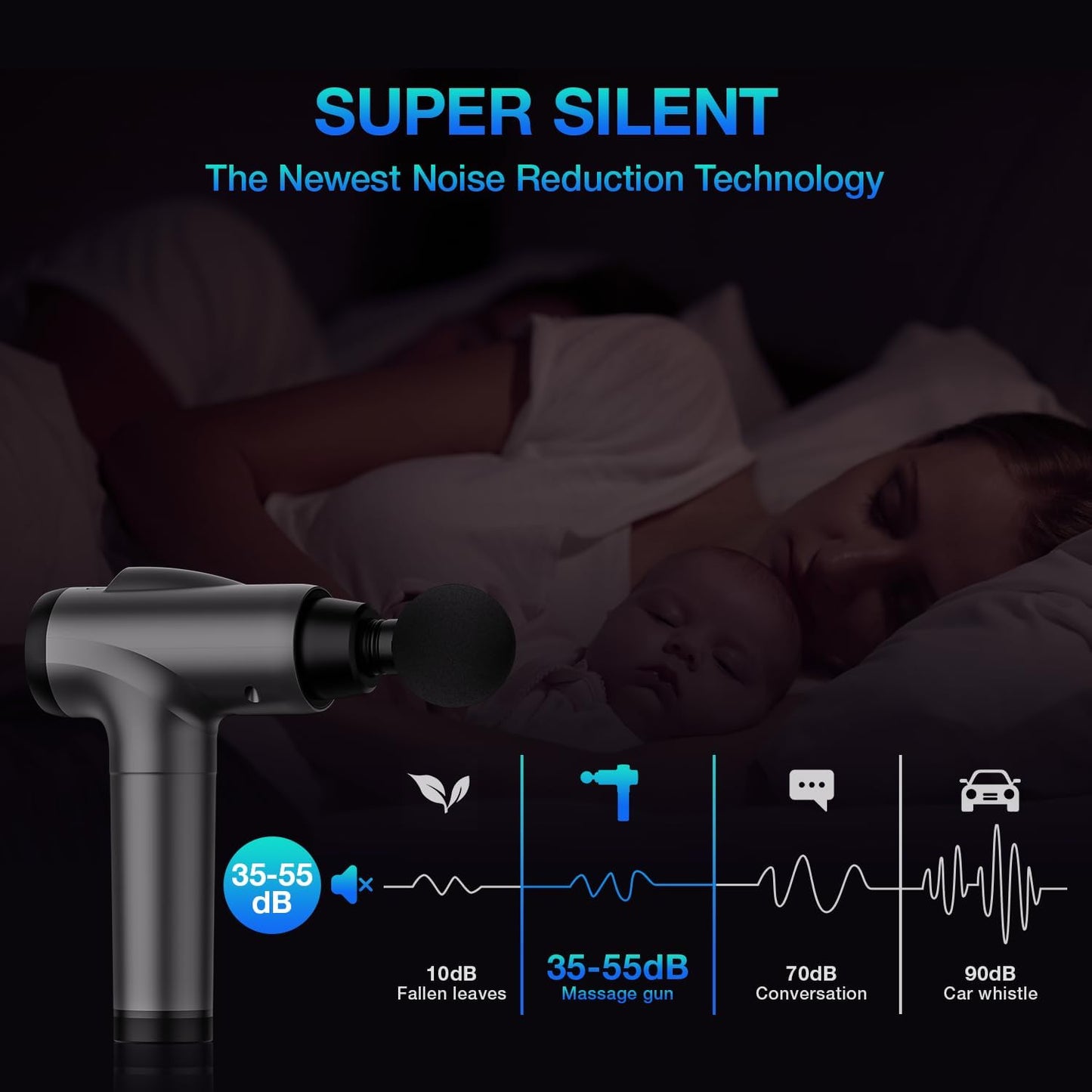 Deep Tissue 30 Speeds 9 Attachments Handheld (Black)