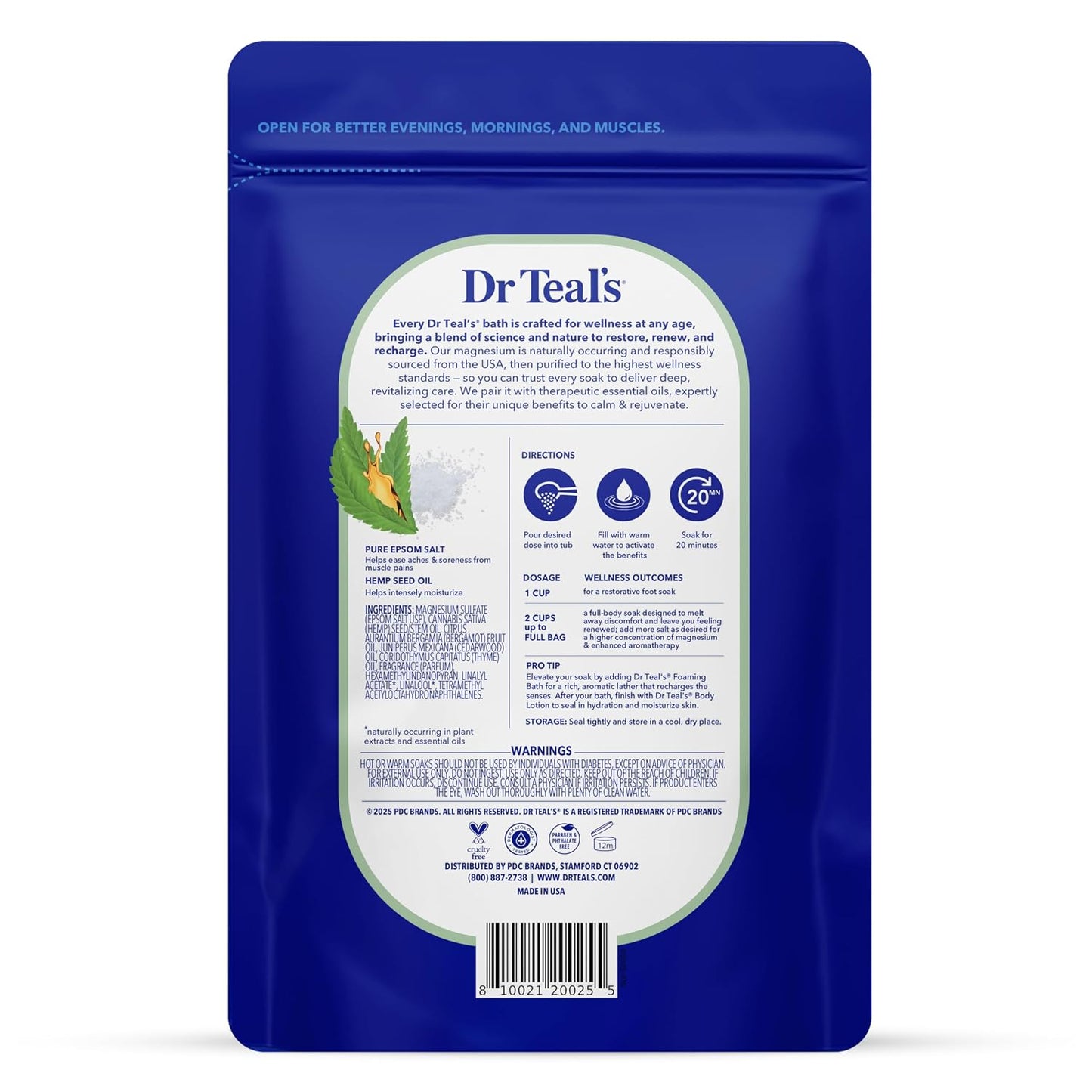 Pure Epsom Salt, Cannabis Sativa Hemp Seed Oil, 3 lb (Pack of 4)