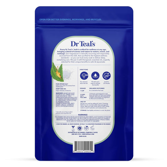 Pure Epsom Salt, Cannabis Sativa Hemp Seed Oil, 3 lb (Pack of 4)