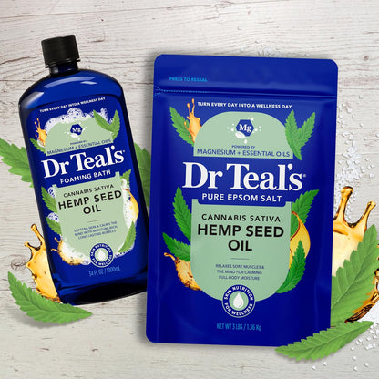 Pure Epsom Salt, Cannabis Sativa Hemp Seed Oil, 3 lb (Pack of 4)