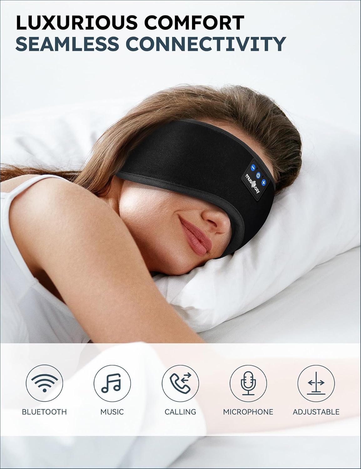Bluetooth 5.4 Sleep Headphones Sleeping Eye Mask Earbuds Headband