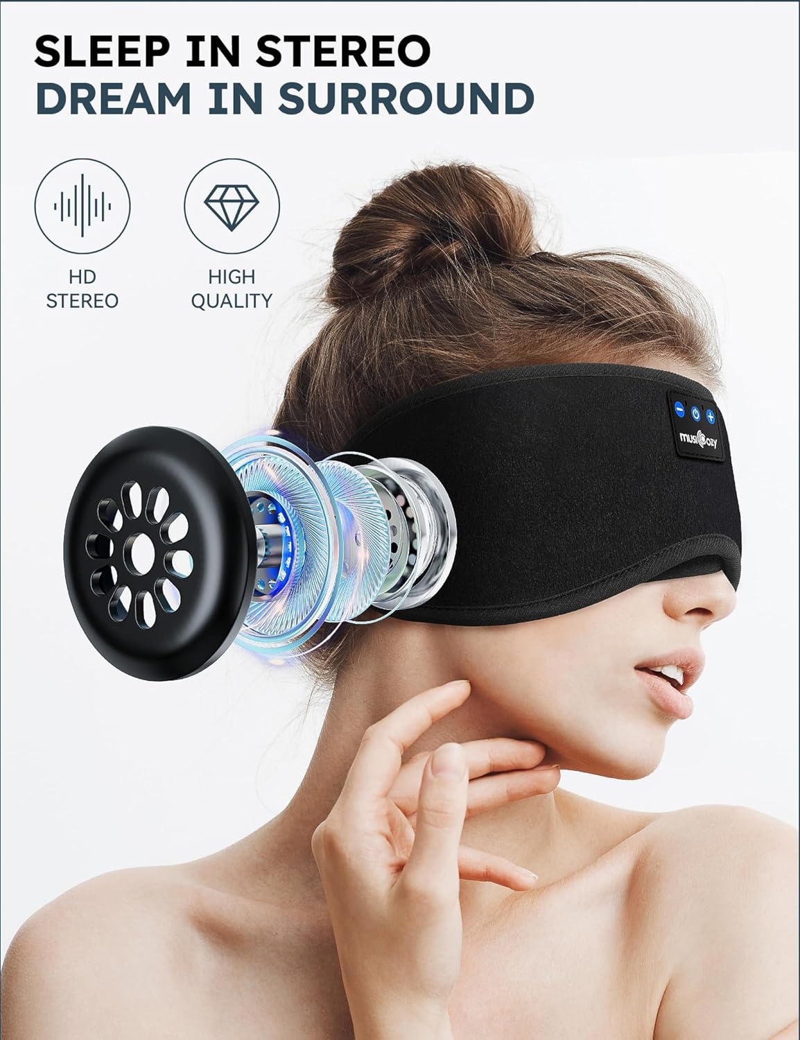 Bluetooth 5.4 Sleep Headphones Sleeping Eye Mask Earbuds Headband