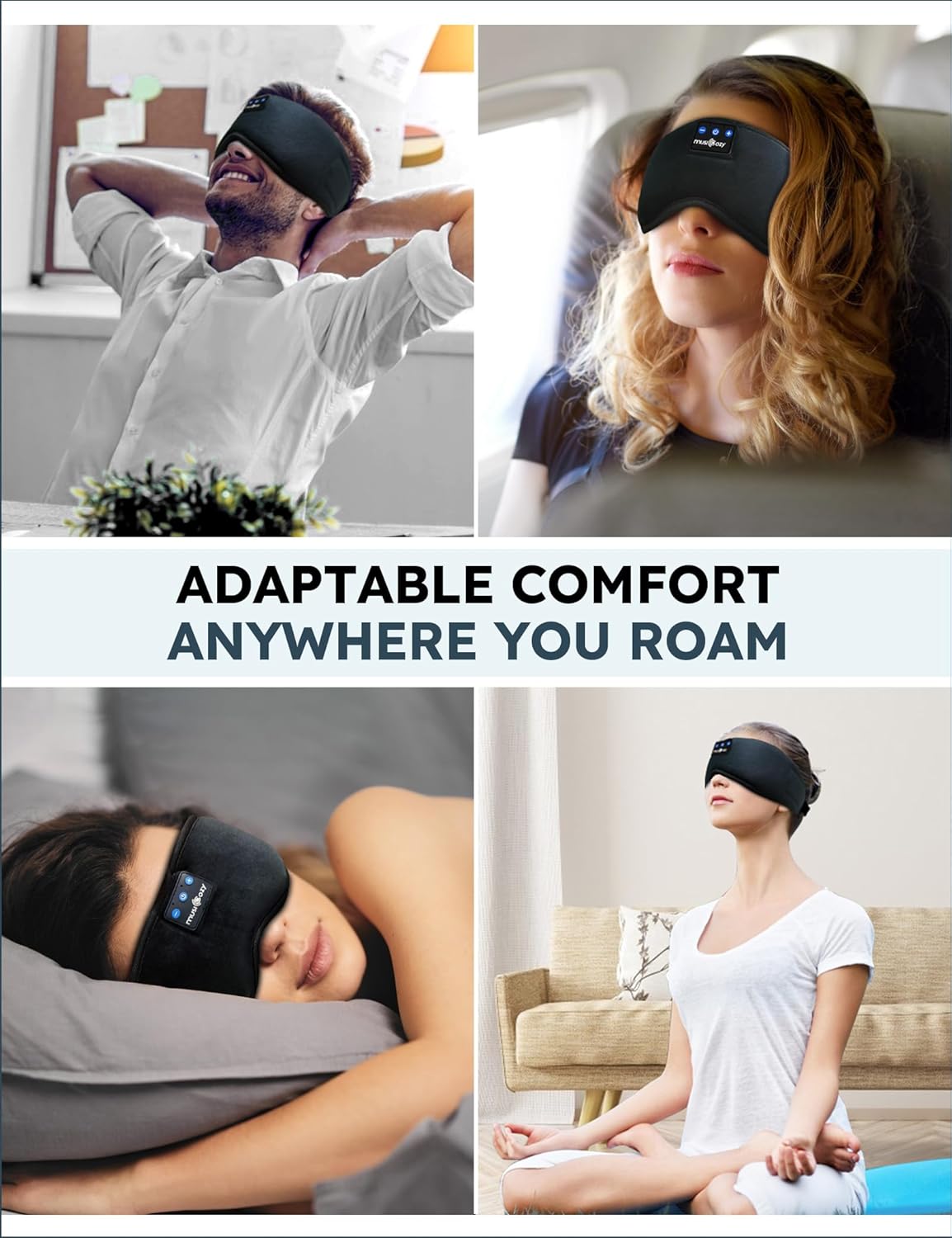 Bluetooth 5.4 Sleep Headphones Sleeping Eye Mask Earbuds Headband